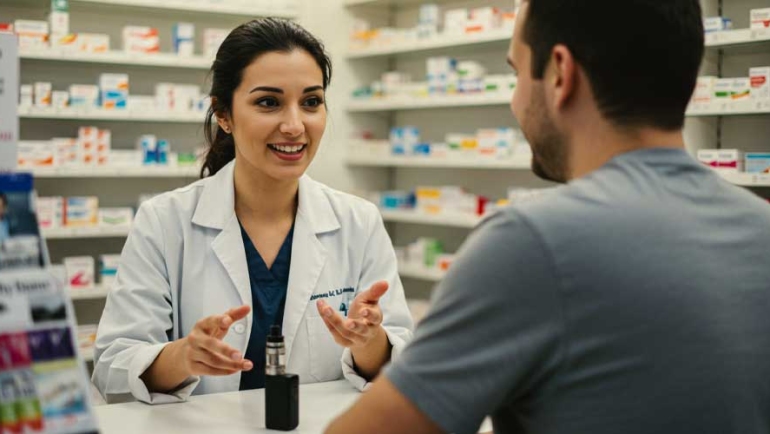 pharmacist dispensing a vape