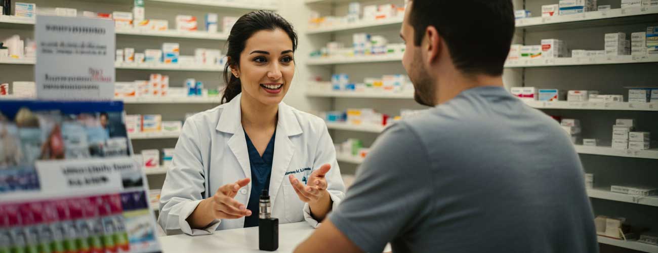 pharmacist dispensing a vape