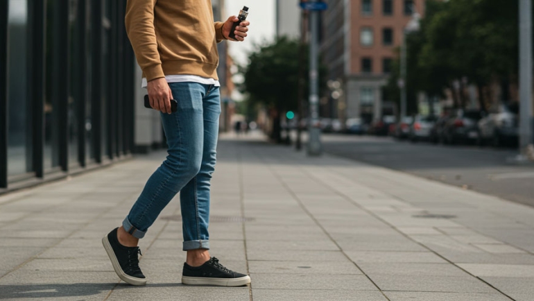 young-man-vaping-on-street