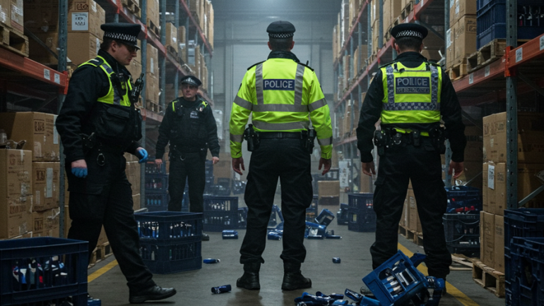 British Police raid a warehouse