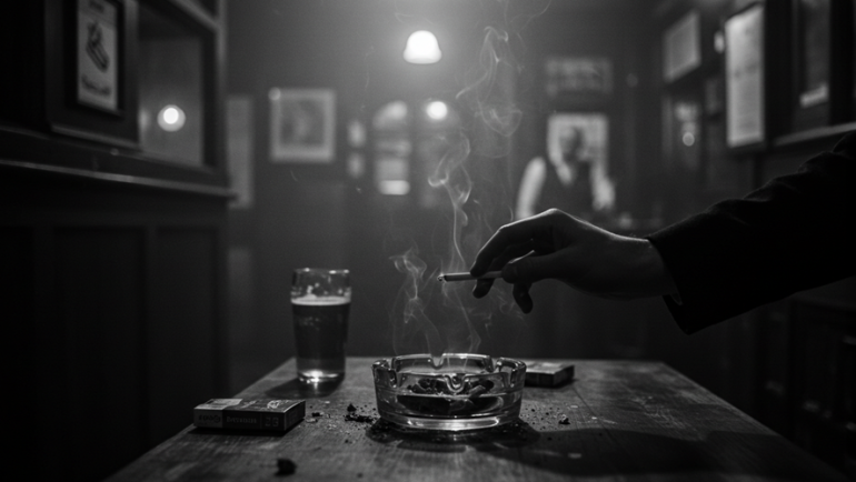 old fashioned smoker in a pub
