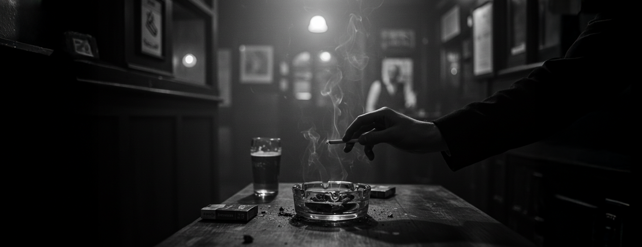 old fashioned smoker in a pub
